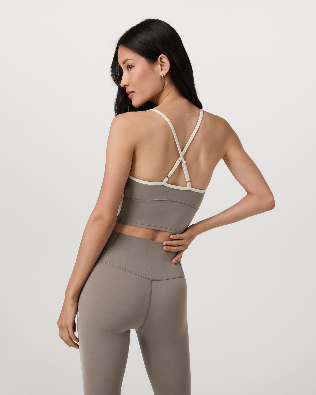Vuori AllTheFeels™ Corset Tank Women's Smokey Taupe Top | Vuori for sale