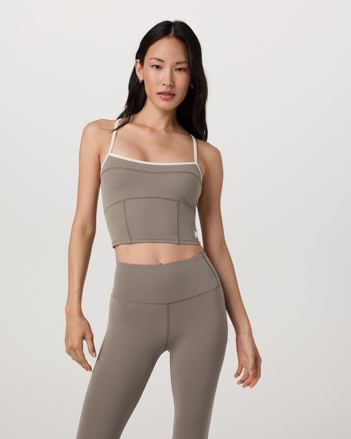 Vuori AllTheFeels™ Corset Tank Women's Smokey Taupe Top | Vuori for sale