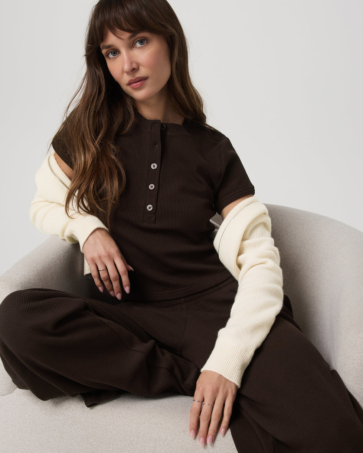 Short Sleeve Waffle Baby Tee Women's Dark Java T-Shirt | Vuori outlet
