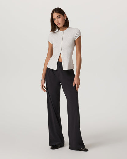 Women's Short Sleeve Pose Button Up White Heather Grey | Vuori discount