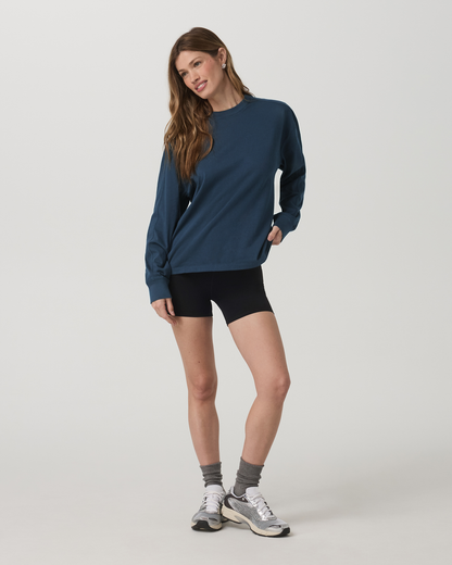 Long Sleeve Heavyweight Cotton Tee Ocean Blue Tee Shirt | Vuori for sale