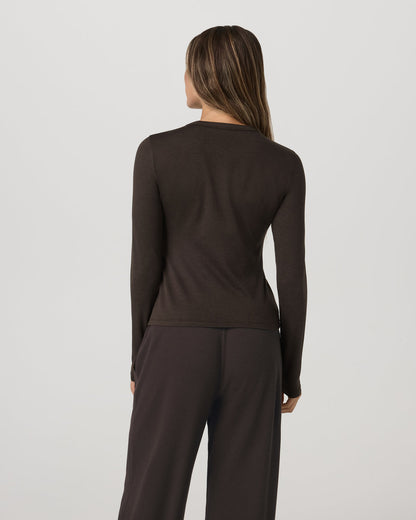 Long Sleeve Halo Essential Crew Tee Dark Java Heather | Vuori onsale