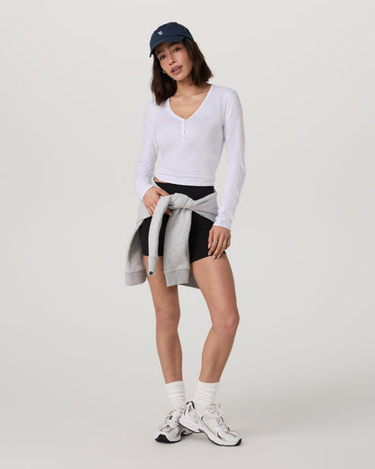 Long Sleeve Tuvalu Henley Women's White Shirt | Vuori discount