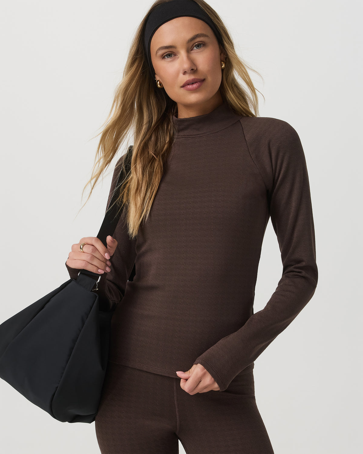 Long Sleeve Chilled Out Houndstooth Mock Java Houndstooth | Vuori shop