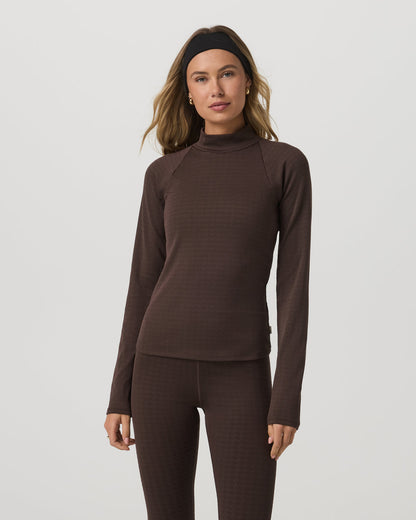 Long Sleeve Chilled Out Houndstooth Mock Java Houndstooth | Vuori shop