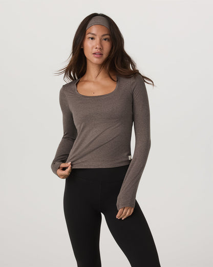 Women's Long Sleeve Halo Essential Scoop Chia Heather | Vuori onsale