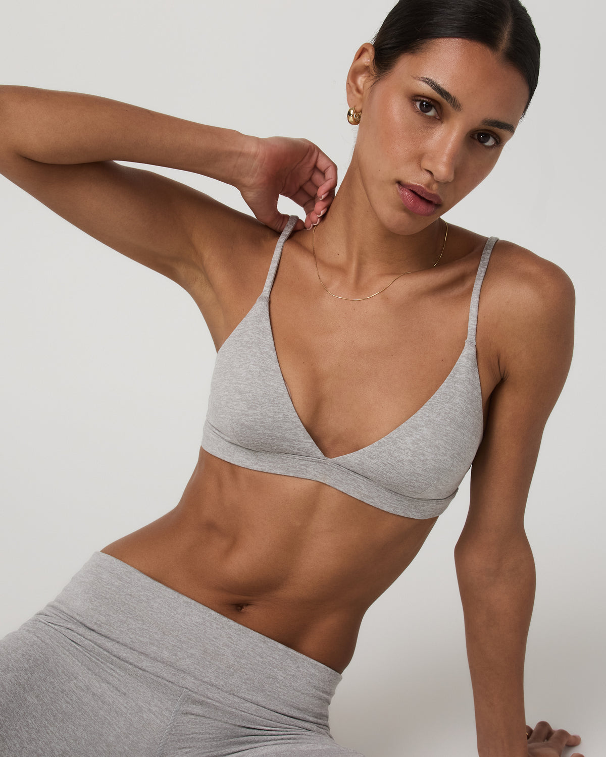 Halo Triangle Bra Pale Grey Heather Low-Support Bra | Vuori for sale