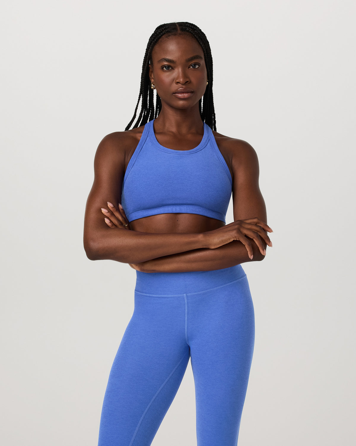 Elevation Racer Bra Women's Bright Iris Heather Sports Bra | Vuori shop