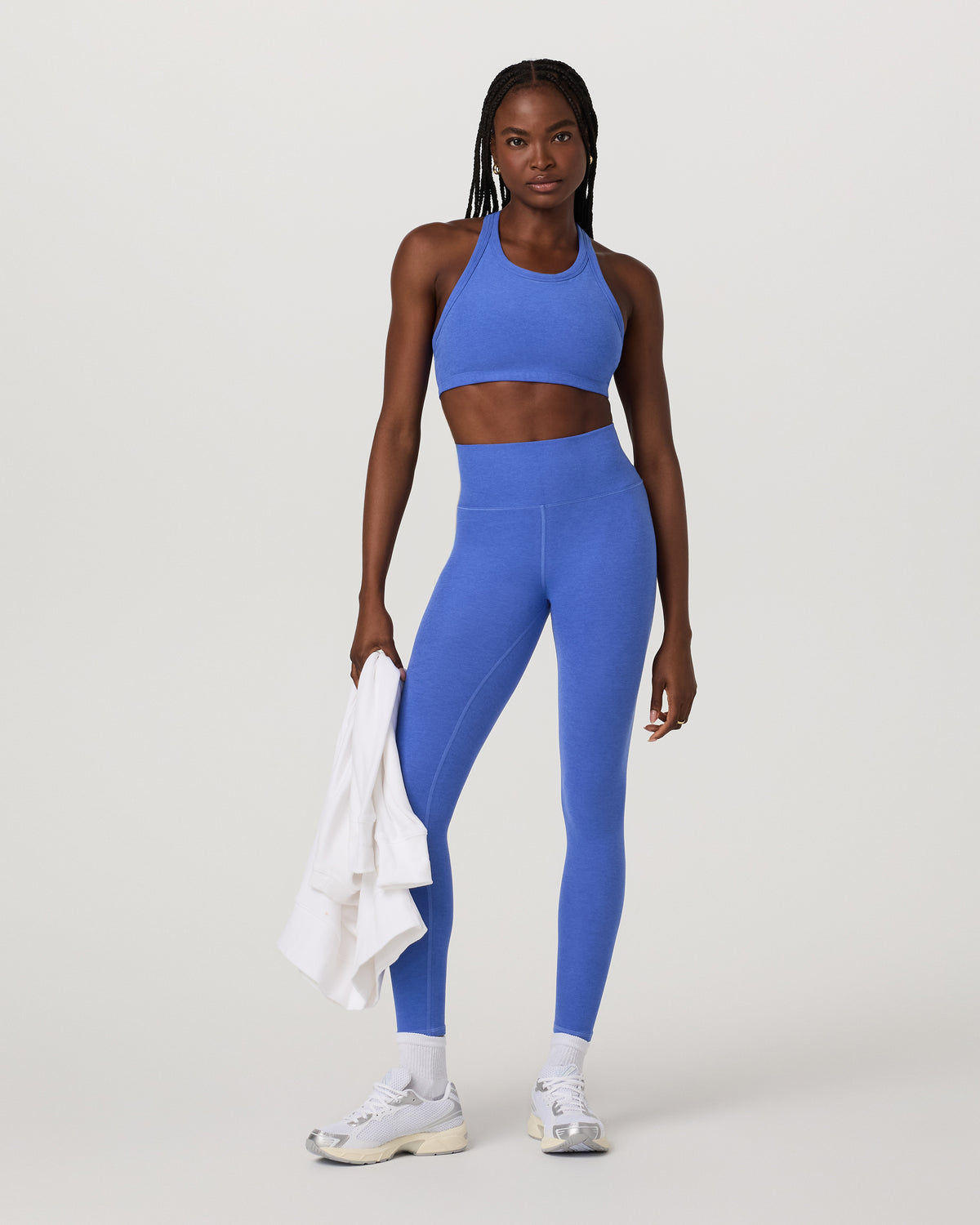 Elevation Racer Bra Women's Bright Iris Heather Sports Bra | Vuori shop