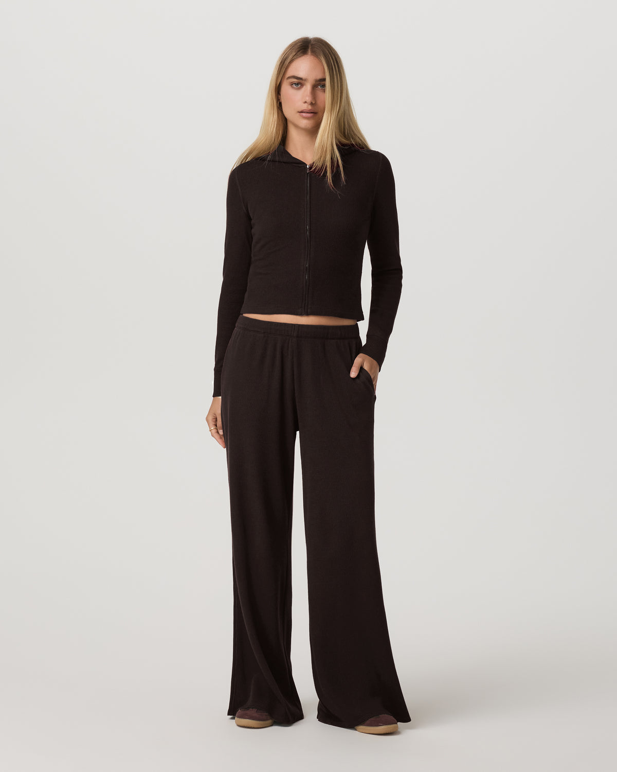 Waffle Wideleg Pant Women's Dark Java Waffle Knit Pants | Vuori onsale