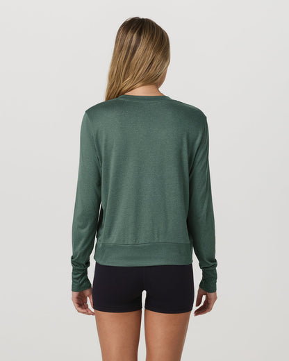 Daydream Crew Women's Agate Green Heather Long Sleeve | Vuori for sale