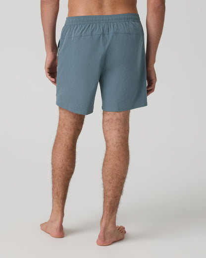 Maverick Volley Short Lined Men's Blue Sea Hybrid Shorts | Vuori shop