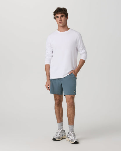 Maverick Volley Short Lined Men's Blue Sea Hybrid Shorts | Vuori shop