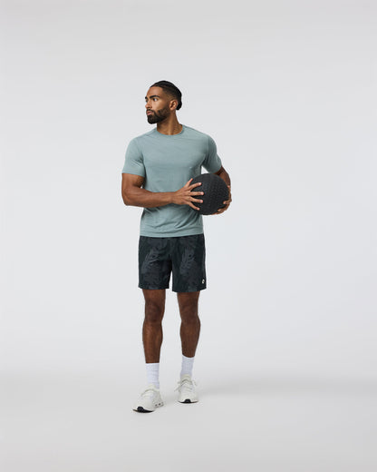 Kore Short Lined 7" Men's Black Leaves Athletic Shorts | Vuori online