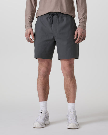 Cascade Crinkle Elastic Waist Short Classic Fit 8" Charcoal | Vuori sale