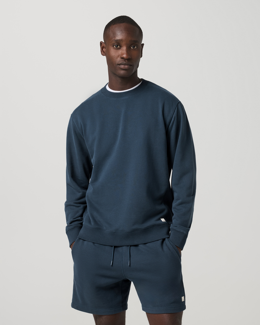 Cypress Vintage Crew Men's Ocean Blue Fleece Pullover | Vuori onsale