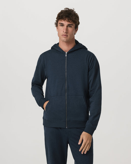 Coronado Full Zip Hoodie 2.0 Men's Midnight Heather Jacket | Vuori shop
