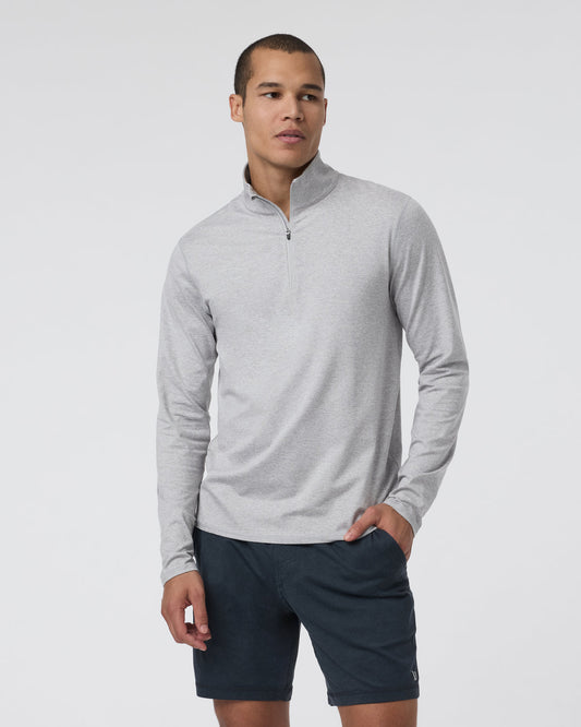 Ponto Half Zip Mock Neck Light Heather Grey | Vuori sale