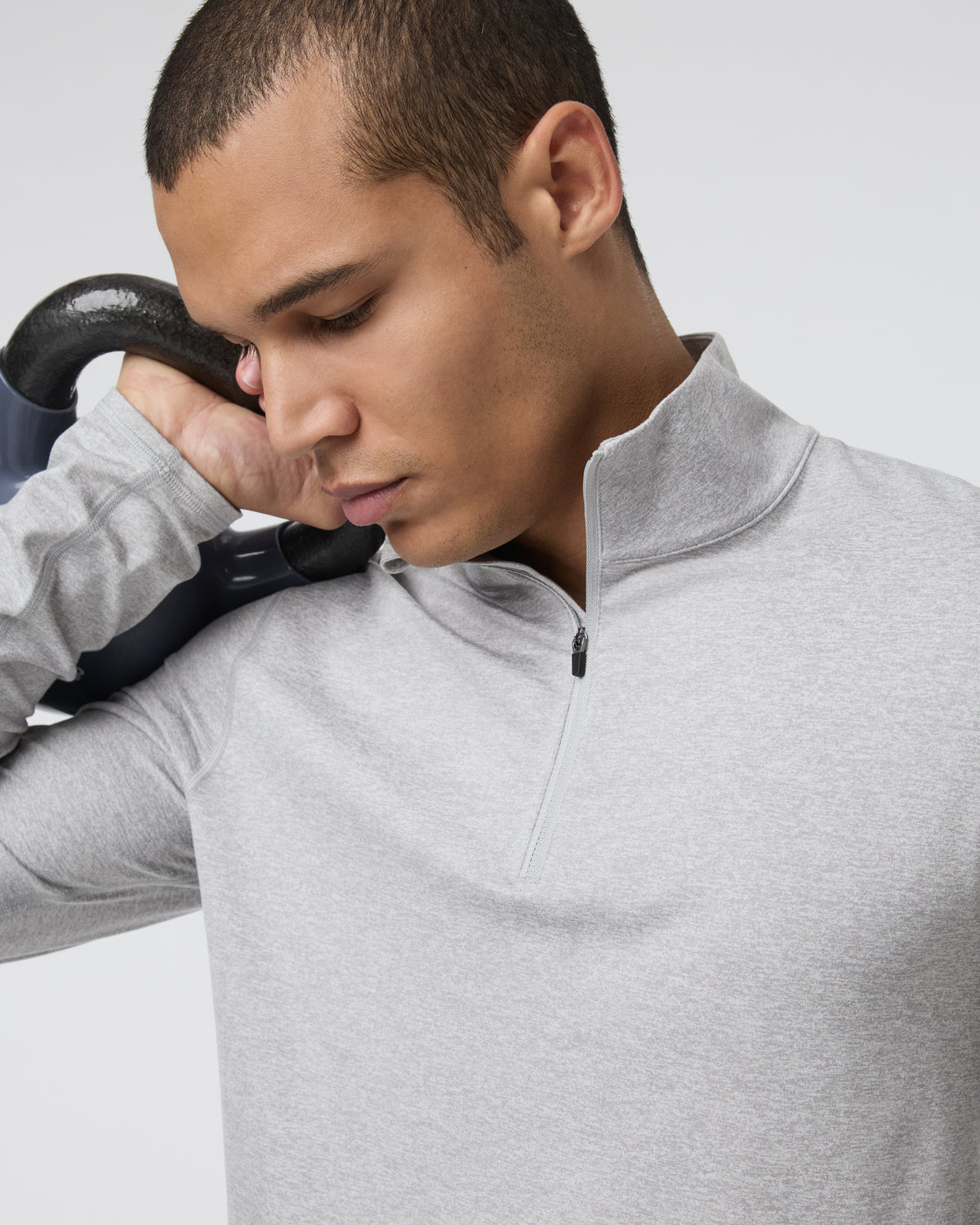 Ponto Half Zip Mock Neck Light Heather Grey | Vuori sale