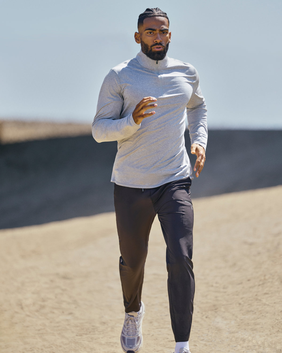 Ponto Half Zip Mock Neck Light Heather Grey | Vuori sale