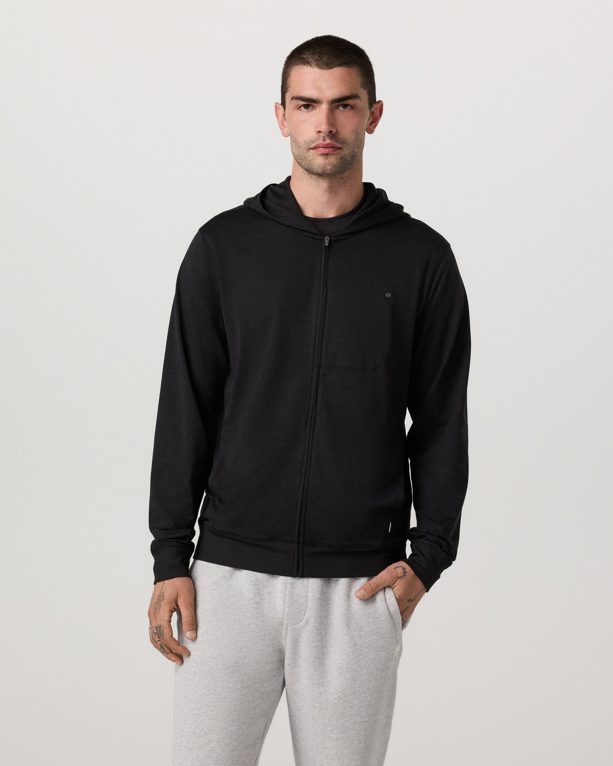 Ponto Full Zip Hoodie Men's Black Heather Hoodie | Vuori for sale