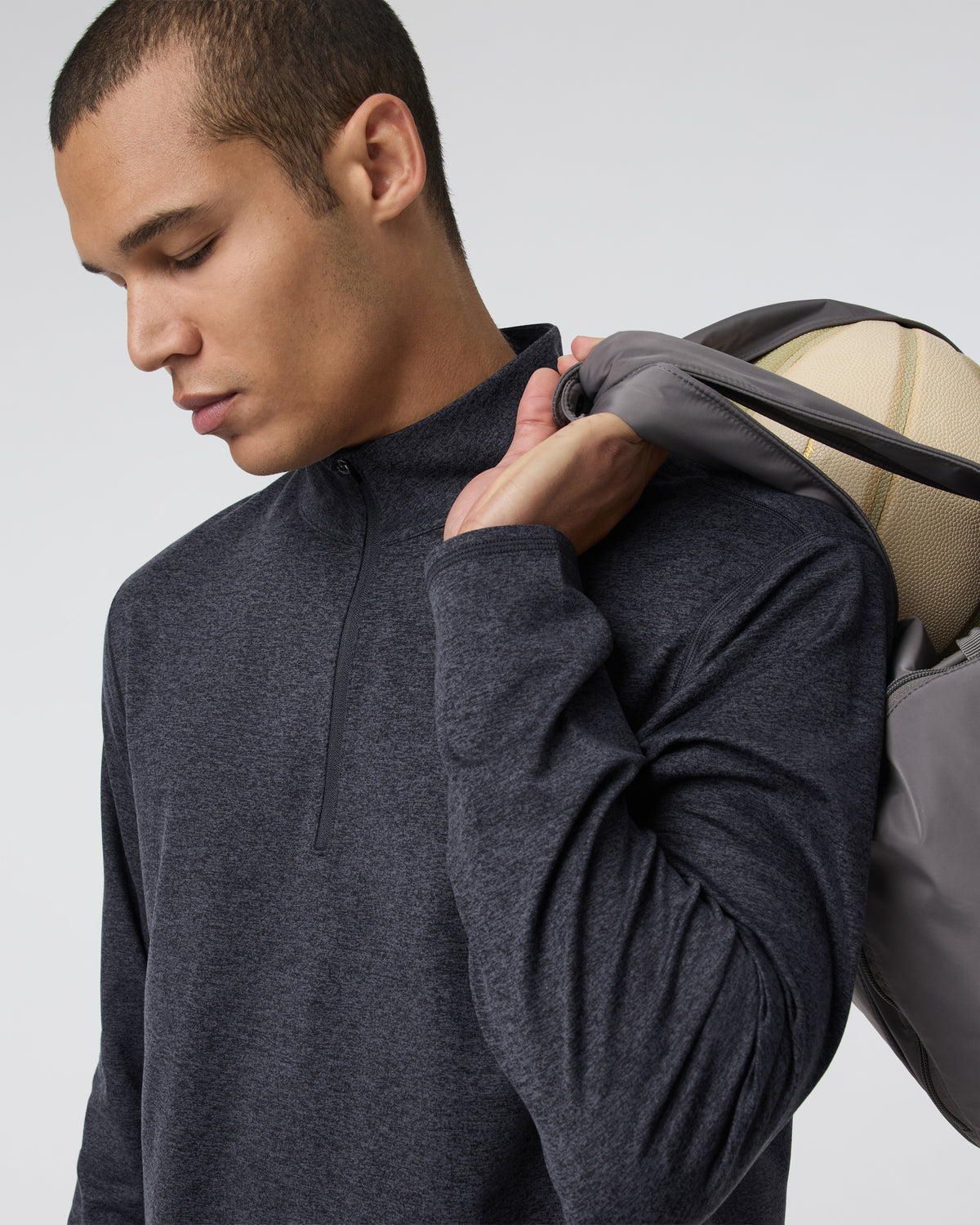 Ponto Half Zip Mock Neck Charcoal Heather | Vuori onsale