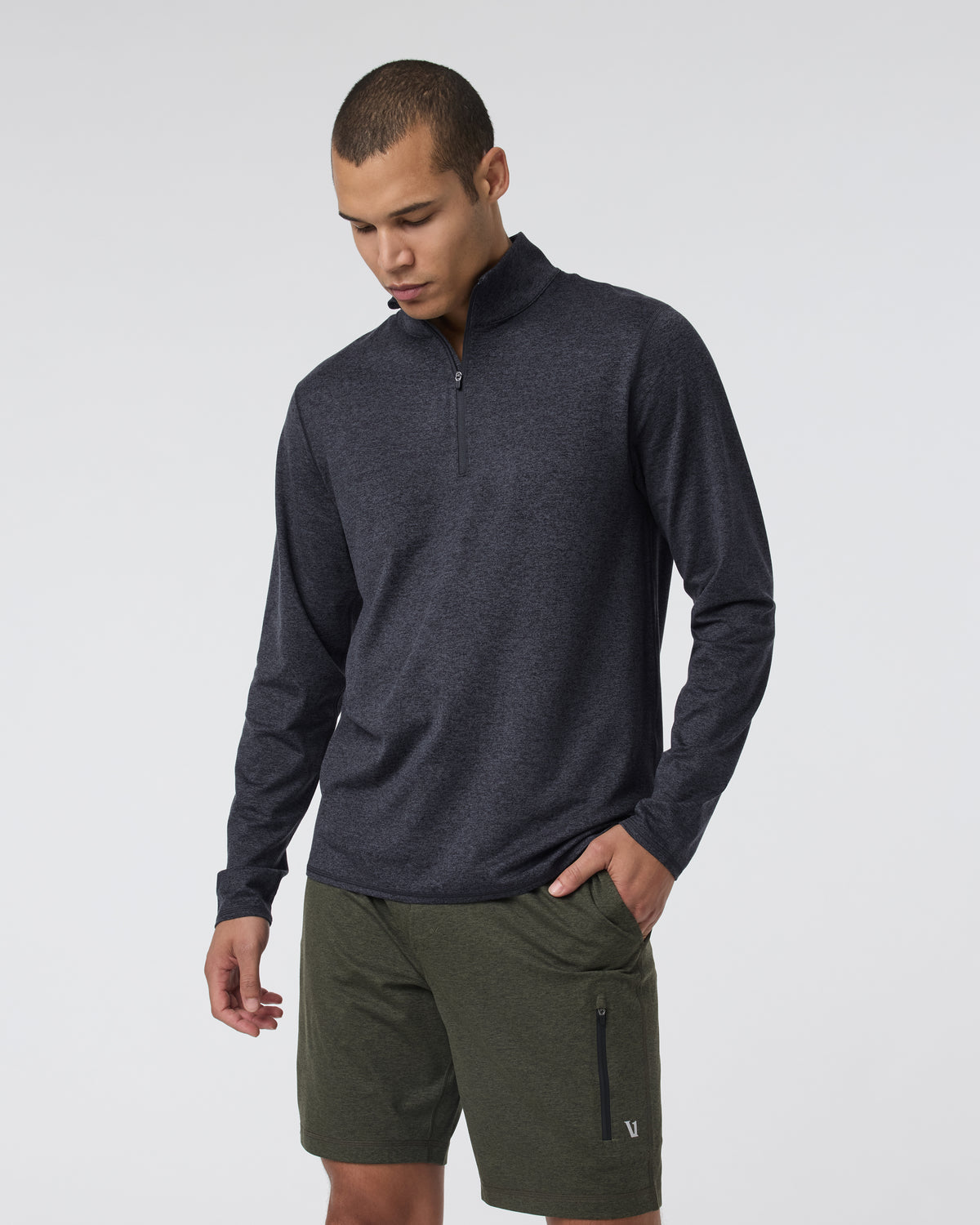 Ponto Half Zip Mock Neck Charcoal Heather | Vuori onsale