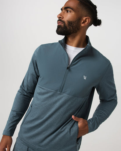Sunday Element Half Zip Men's Blue Sea Heather Layer | Vuori for sale