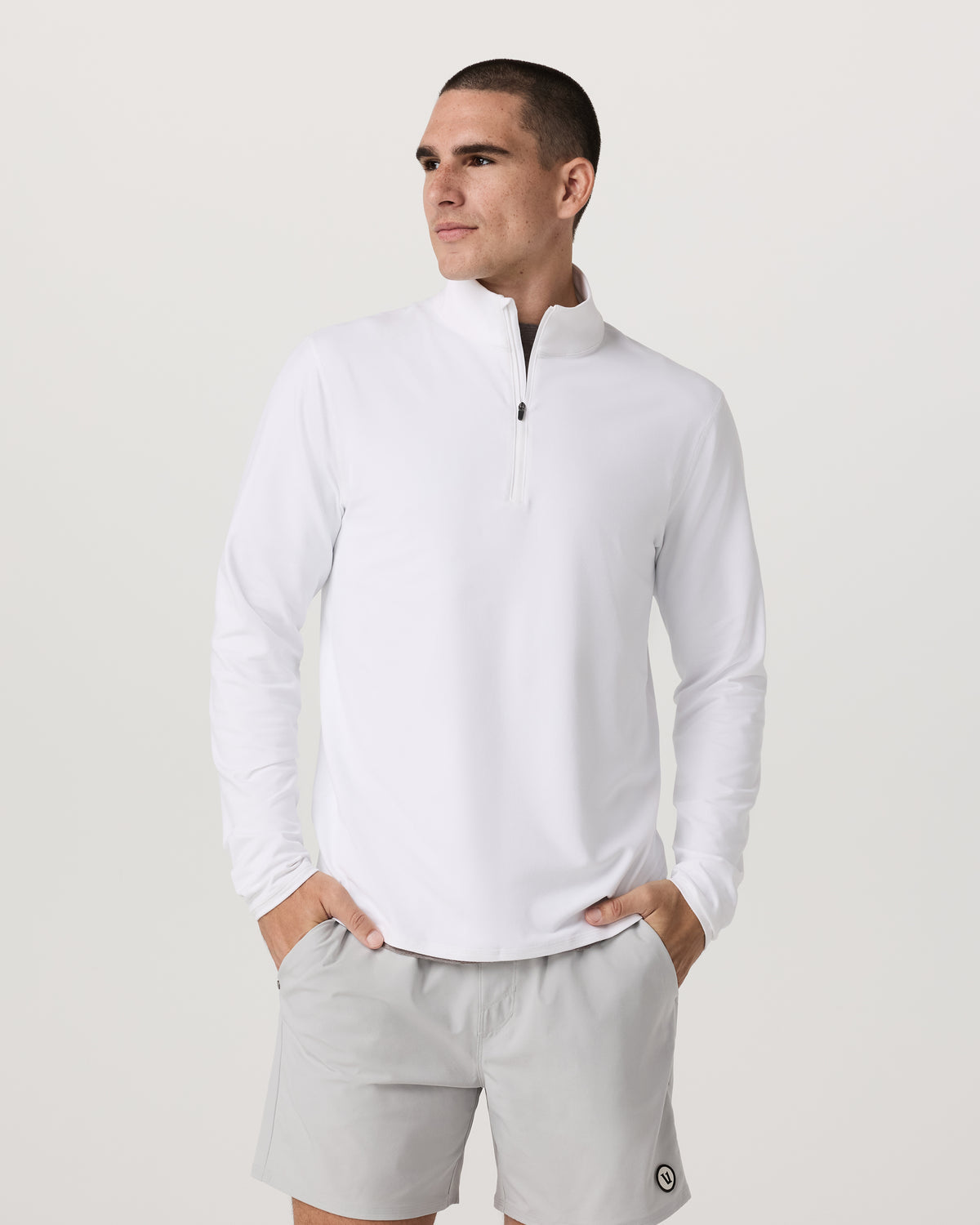 Ponto 1/2 Zip Mock Neck Men's White Mock Neck Top | Vuori online