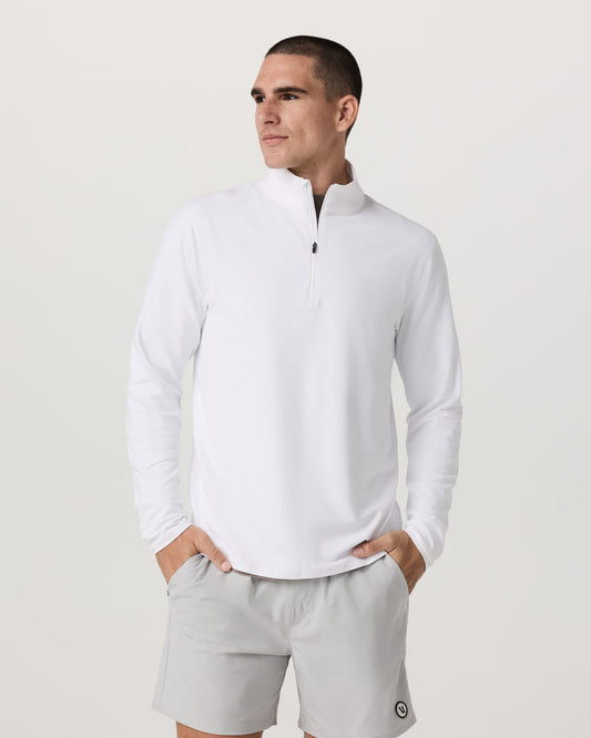 Ponto 1/2 Zip Mock Neck Men's White Mock Neck Top | Vuori online