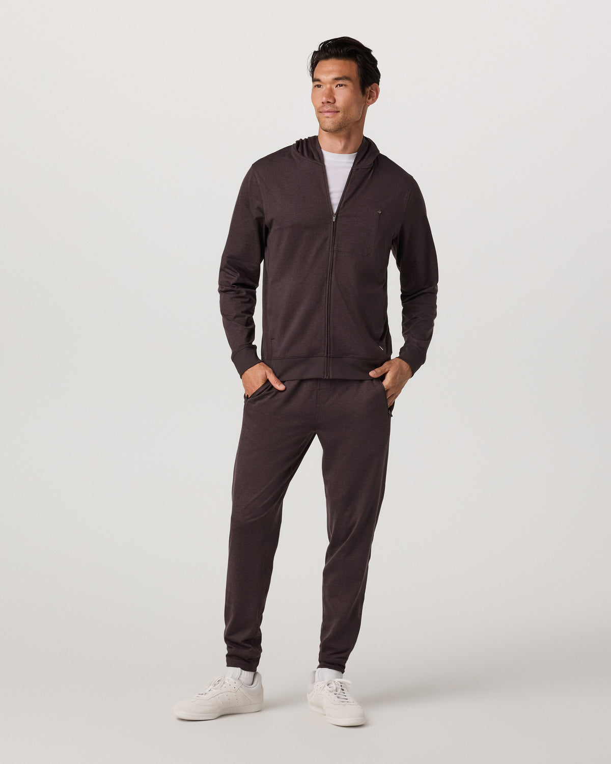 Ponto Full Zip Hoodie Men's Sangria Heather Hoodie | Vuori discount