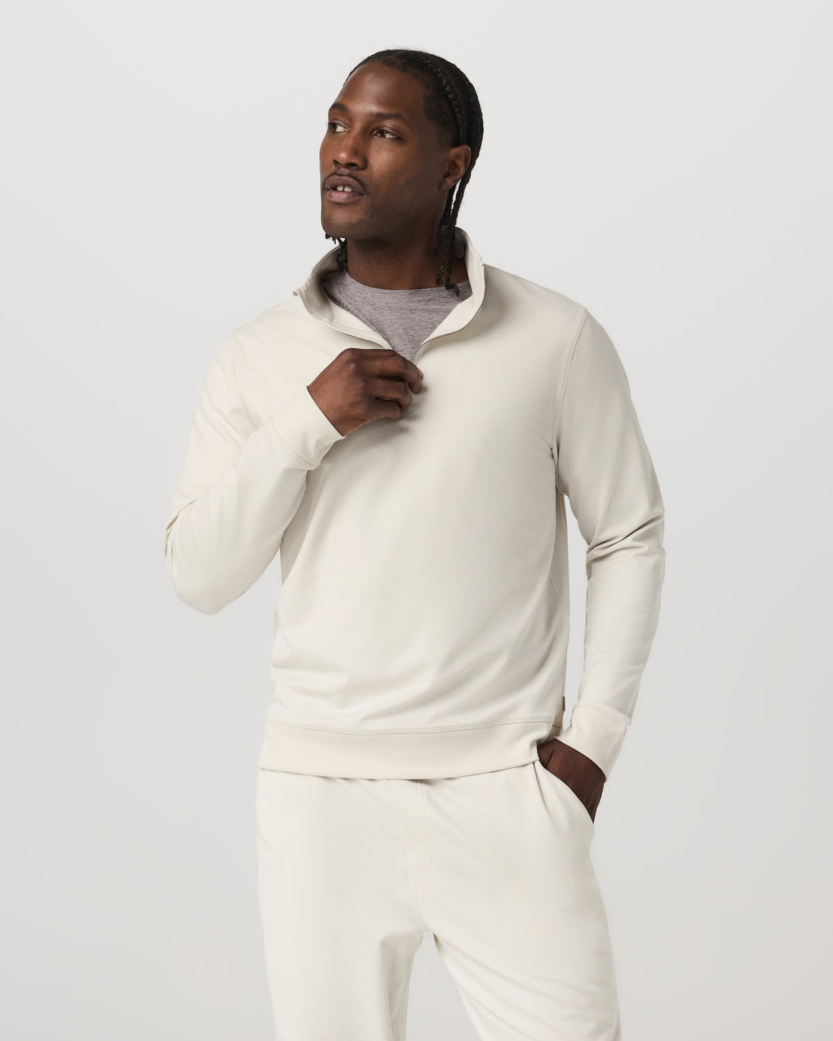 Coronado Half Zip Men's Ivory Heather Pullover | Vuori sale