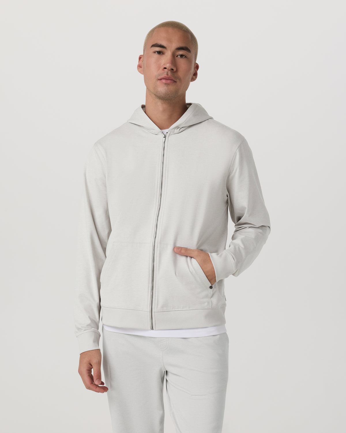 Coronado Full Zip Hoodie 2.0 Men's Salt Heather Jacket | Vuori outlet
