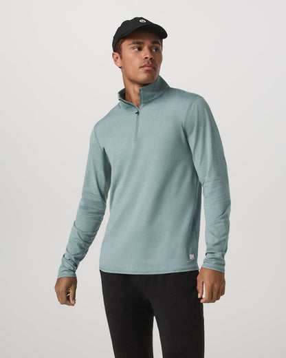 Ponto Half Zip Mock Neck Men's Misty Blue Heather Layer | Vuori discount