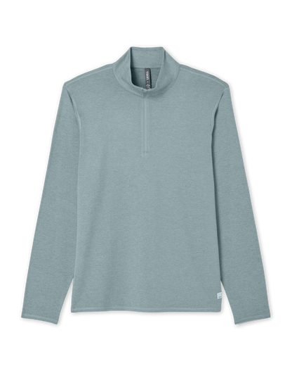 Ponto Half Zip Mock Neck Men's Misty Blue Heather Layer | Vuori discount