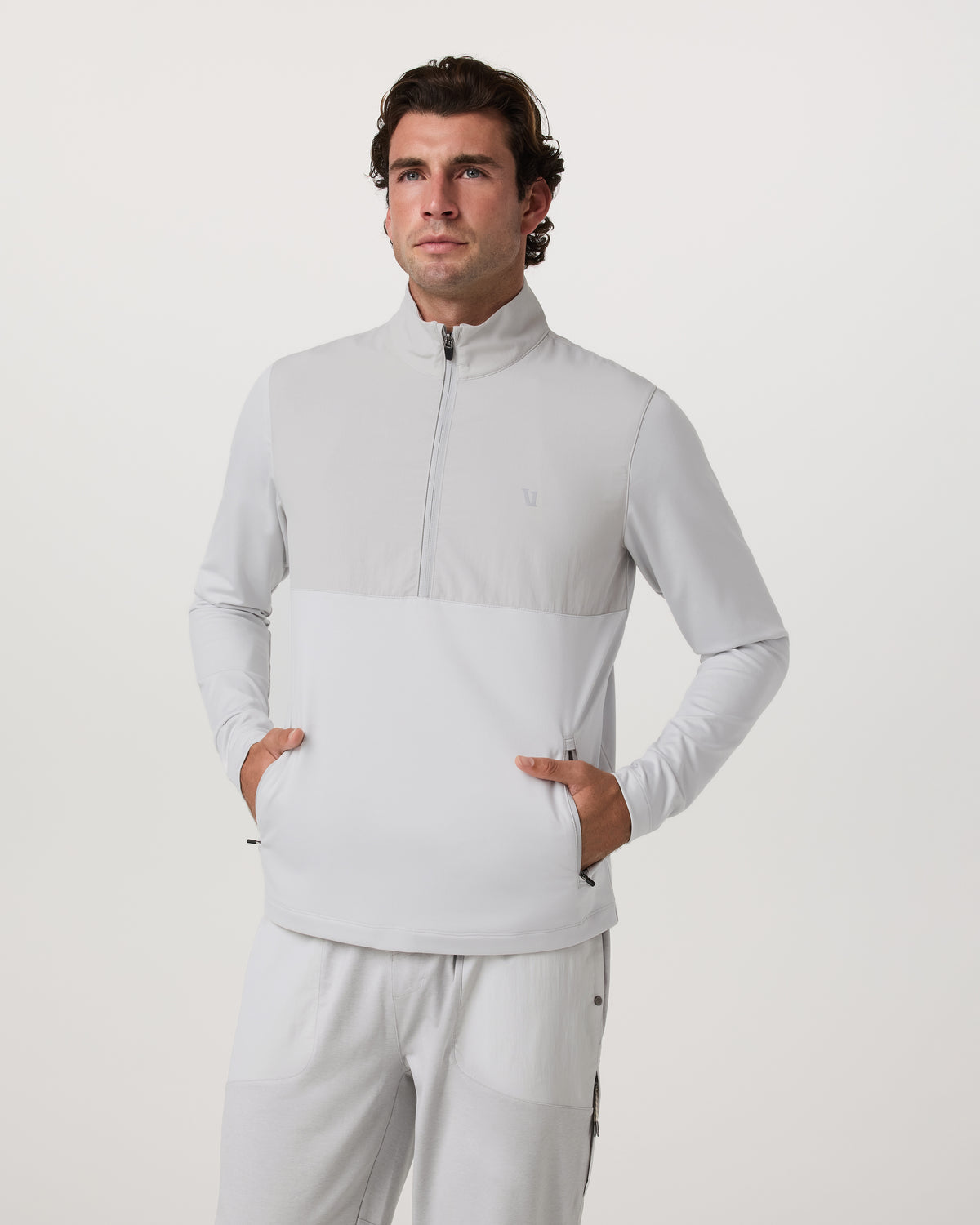 Sunday Element 1/2 Zip Men's Frost Grey Pullover | Vuori shop