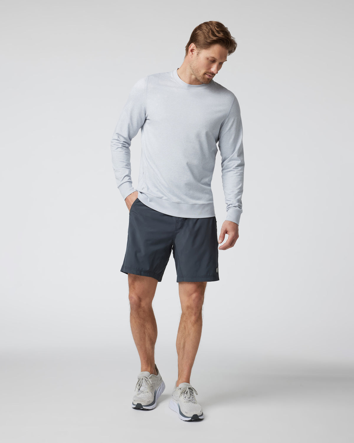 Ponto Performance Crew Men's Platinum White Pullover | Vuori for sale