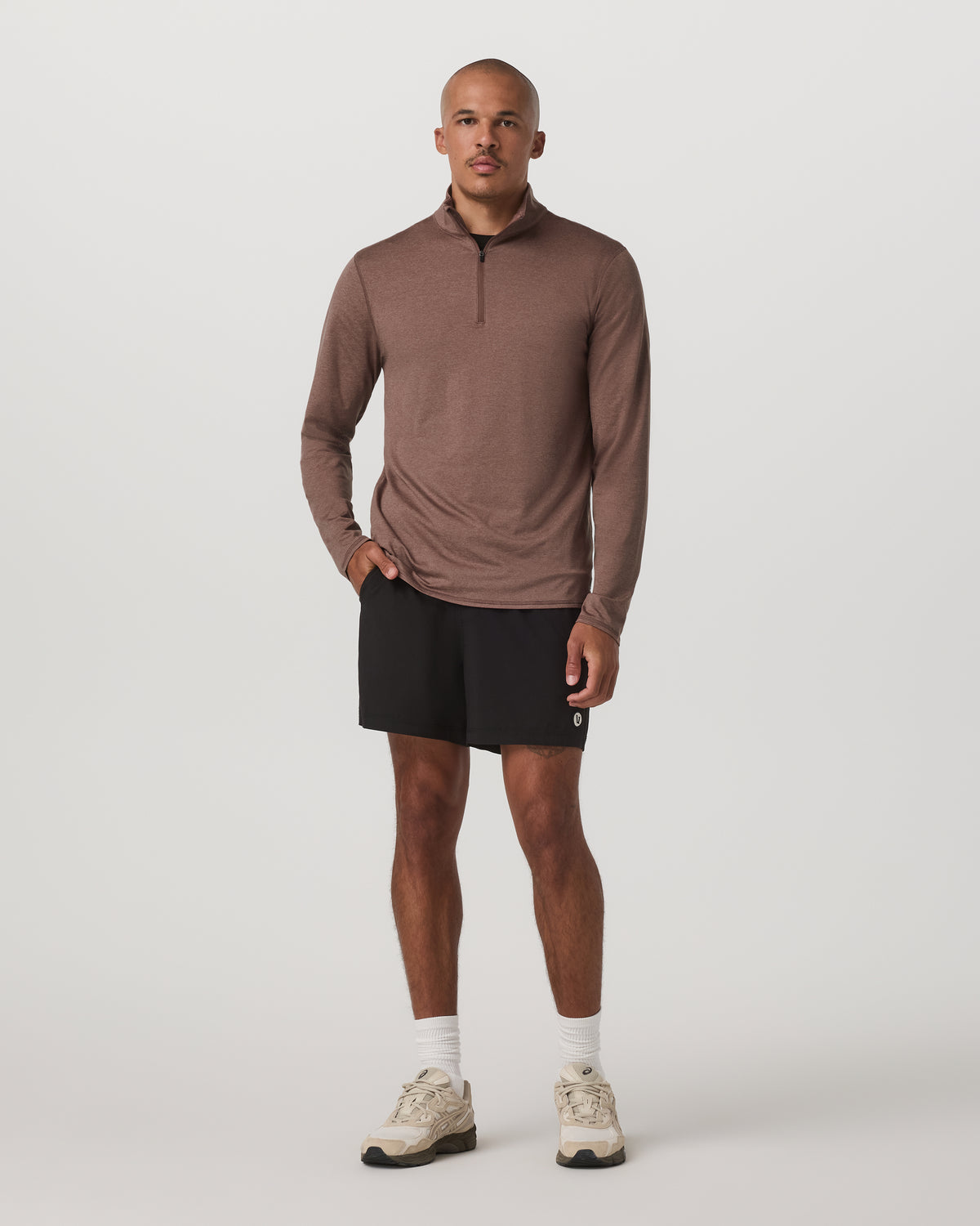 Ponto Half Zip Mock Neck Men's Sable Heather Layer | Vuori online