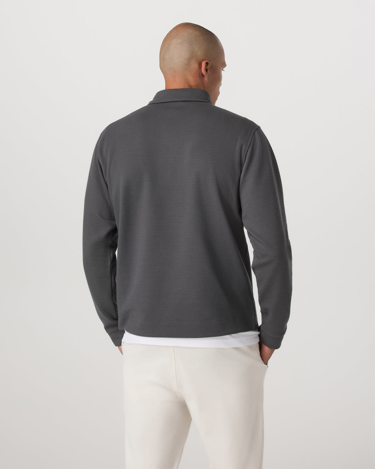 Long Sleeve Waffle Polo Men's Dark Pewter Polo Shirt | Vuori outlet