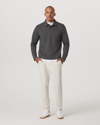 Long Sleeve Waffle Polo Men's Dark Pewter Polo Shirt | Vuori outlet
