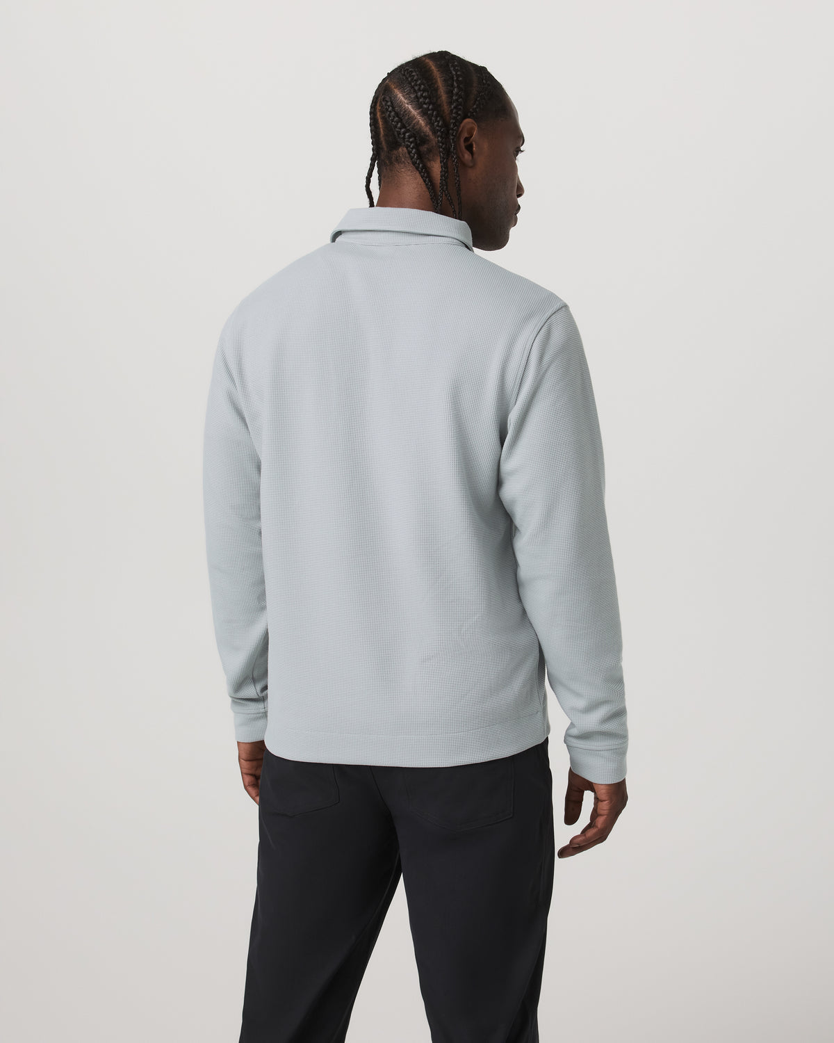 Long Sleeve Waffle Polo Men's Sea Fog Polo Shirt | Vuori for sale