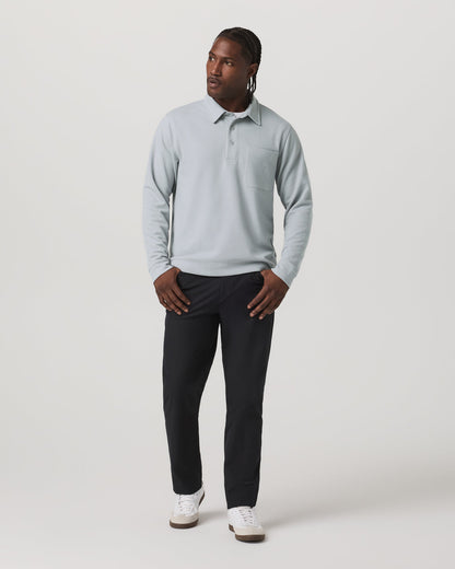 Long Sleeve Waffle Polo Men's Sea Fog Polo Shirt | Vuori for sale