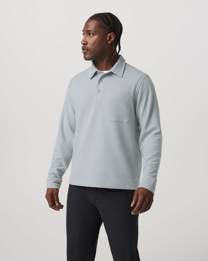 Long Sleeve Waffle Polo Men's Sea Fog Polo Shirt | Vuori for sale