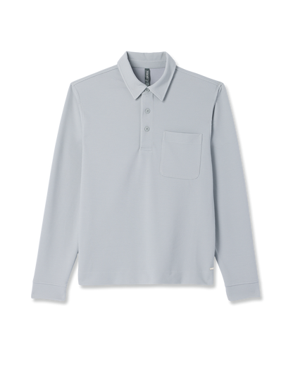 Long Sleeve Waffle Polo Men's Sea Fog Polo Shirt | Vuori for sale