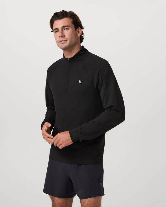 Clearview Seamless Quarter Zip Men's Black Long Sleeve | Vuori outlet