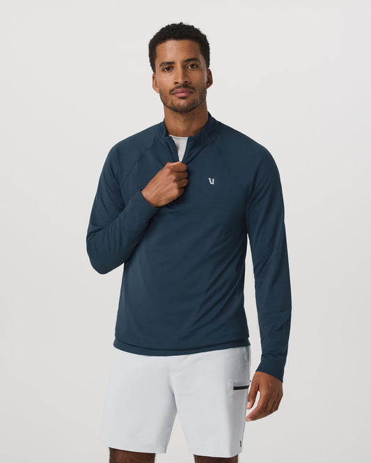 Clearview Seamless Quarter Zip Ocean Blue Long Sleeve | Vuori shop