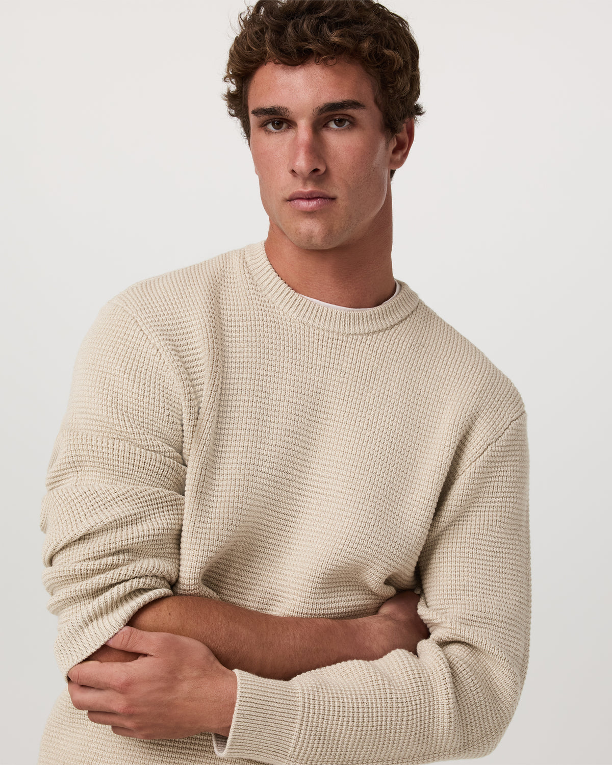 Denver Waffle Crew Sweater Men's Mushroom Wool Sweater | Vuori outlet
