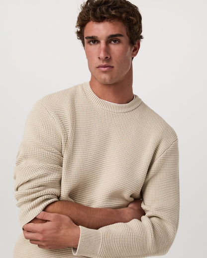 Denver Waffle Crew Sweater Men's Mushroom Wool Sweater | Vuori outlet
