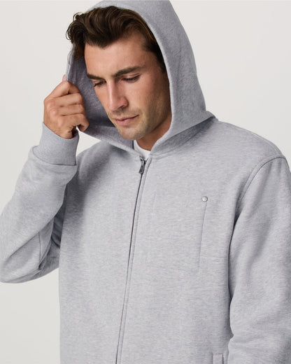 Seaside Full Zip 2.0 Men's Light Heather Grey Hoodie | Vuori for sale