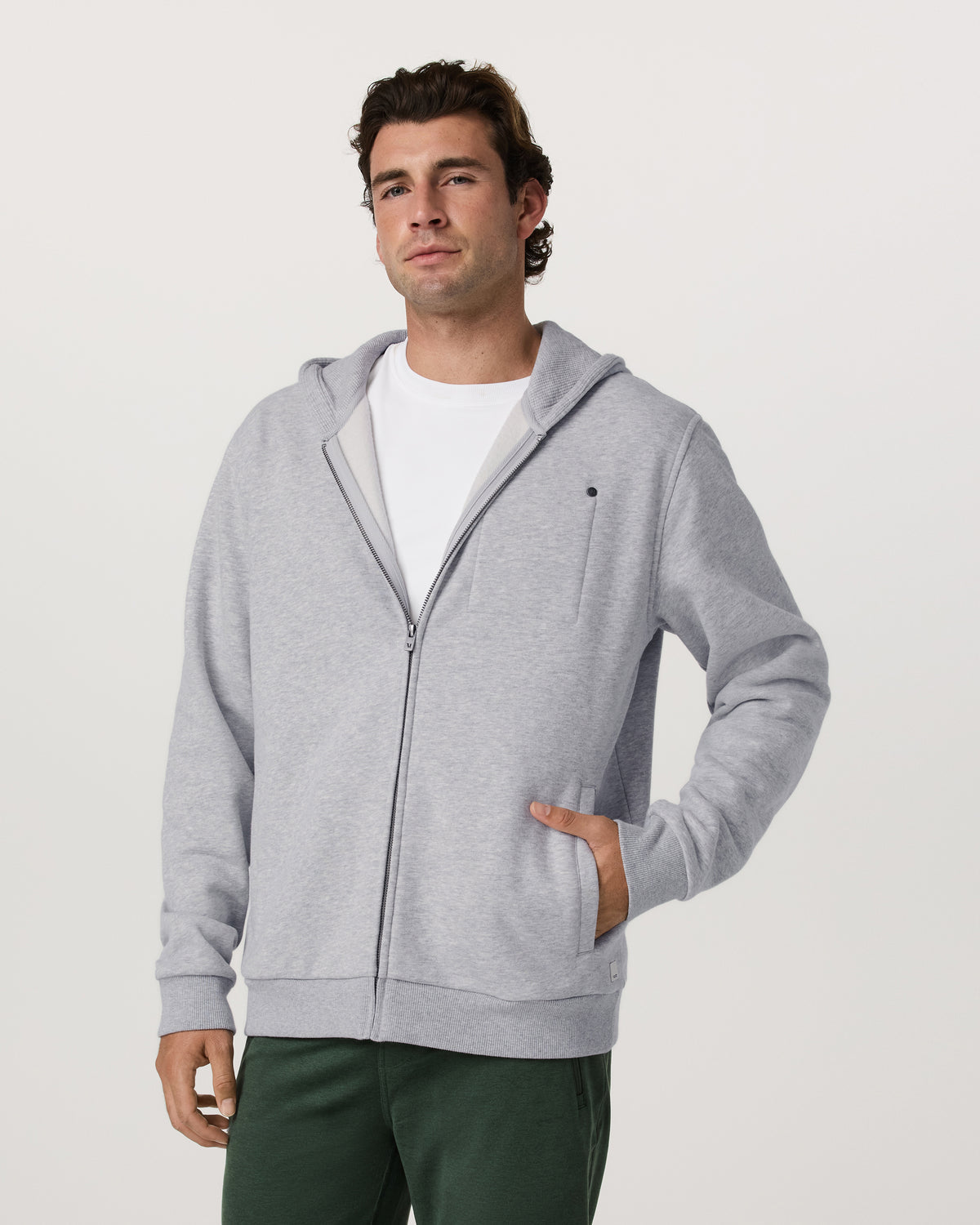 Seaside Full Zip 2.0 Men's Light Heather Grey Hoodie | Vuori for sale